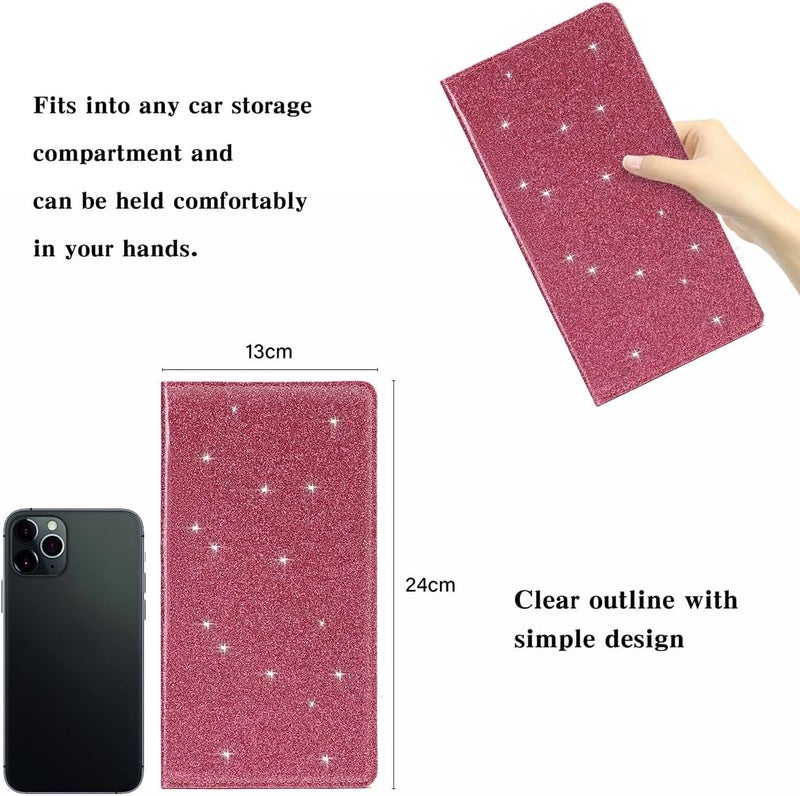 TILDOSAC 2Pack Leather Car Registration and Insurance Card Holder, Car Document Holder for Cards License with Magnetic Shut (Glitter Purple) - Image 2